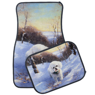 Bichon Frise Let It Snow Christmas Car Floor Mat