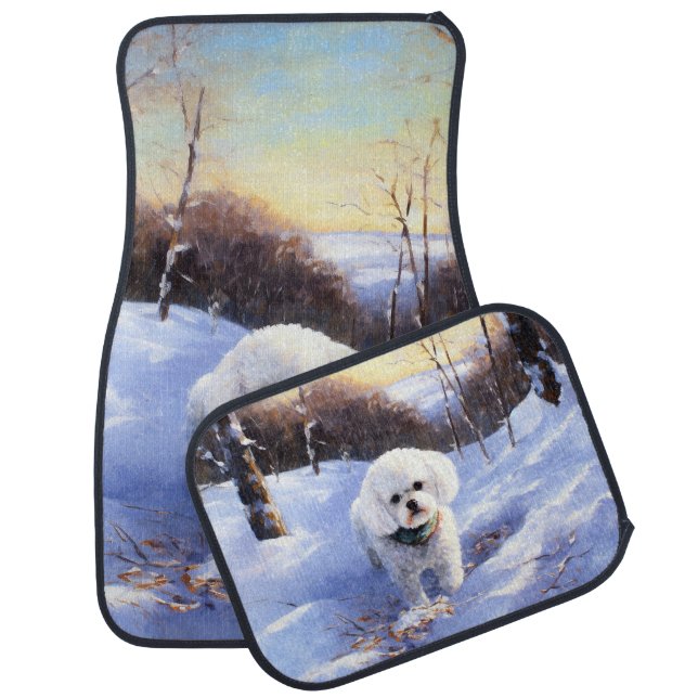 Bichon Frise Let It Snow Christmas  Car Floor Mat (Set)