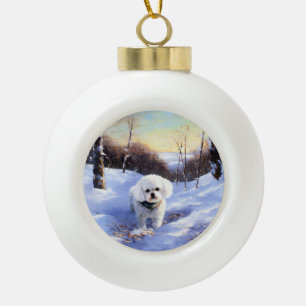Bichon Frise Let It Snow Christmas Ceramic Ball Christmas Ornament