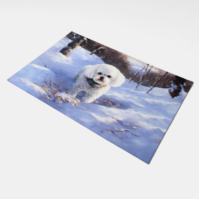 Bichon Frise Let It Snow Christmas  Doormat (Angled)