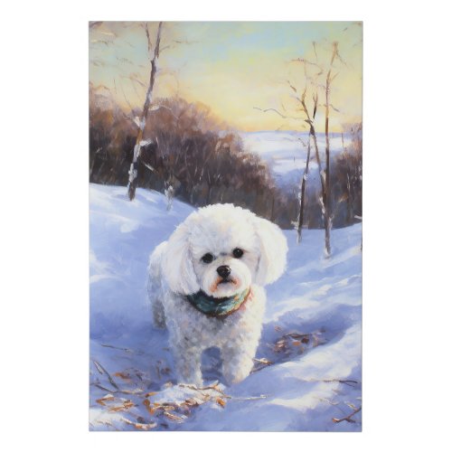 Bichon Frise Let It Snow Christmas  Faux Canvas Print