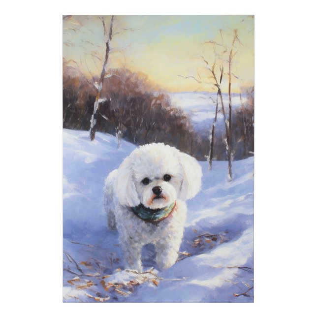 Bichon Frise Let It Snow Christmas  Faux Canvas Print (Front)