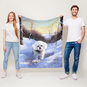Bichon Frise Let It Snow Christmas Fleece Blanket
