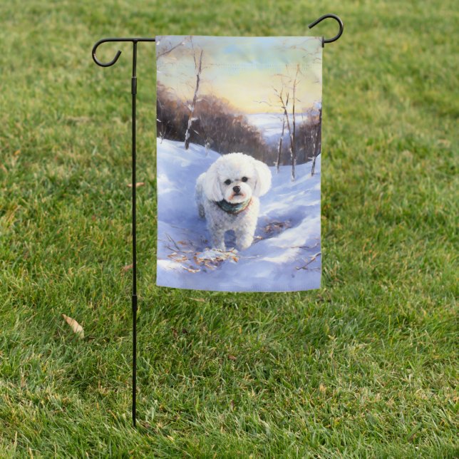 Bichon Frise Let It Snow Christmas  Garden Flag (In SItu)