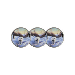 Bichon Frise Let It Snow Christmas Golf Ball Marker