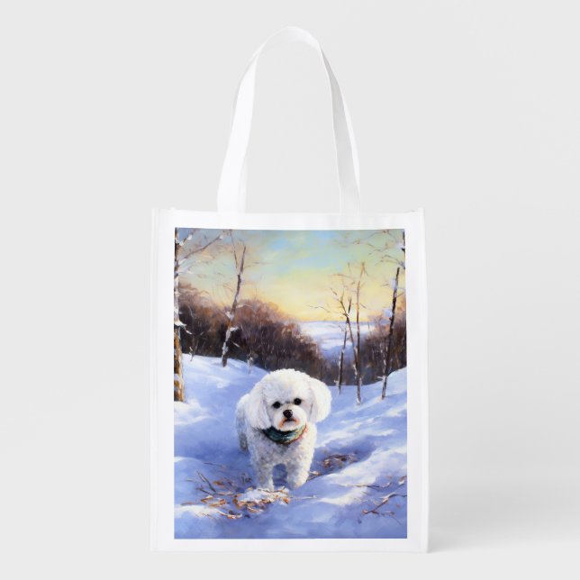 Bichon Frise Let It Snow Christmas  Grocery Bag (Front)