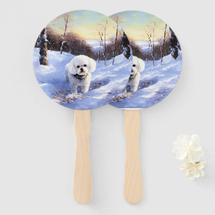 Bichon Frise Let It Snow Christmas Hand Fan