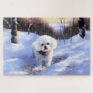 Bichon Frise Let It Snow Christmas Jigsaw Puzzle