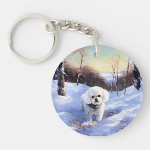 Bichon Frise Let It Snow Christmas Keychain