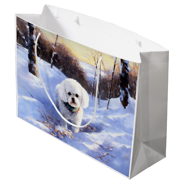 Bichon Frise Let It Snow Christmas  Large Gift Bag (Back Angled)