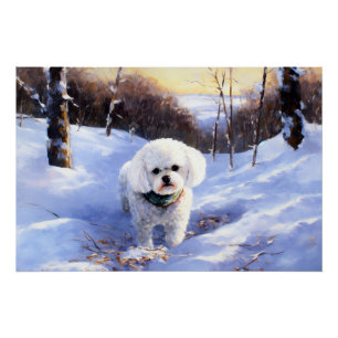 Bichon Frise Let It Snow Christmas Poster