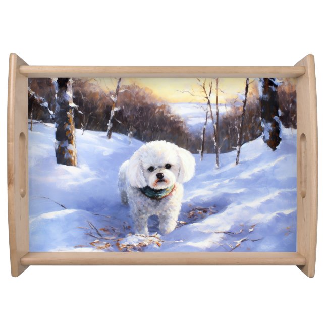 Bichon Frise Let It Snow Christmas  Serving Tray (Front)