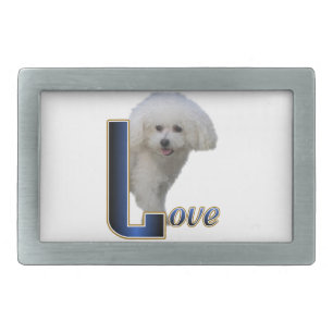 Bichon Frise Love Rectangular Belt Buckle