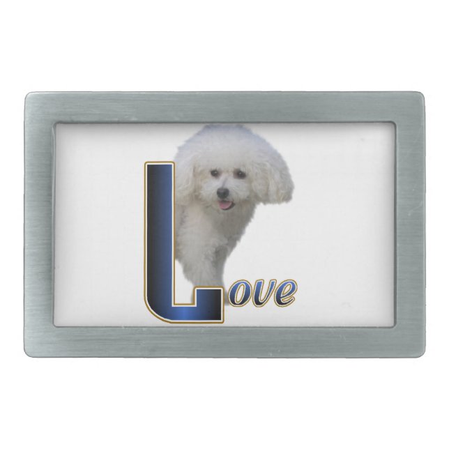 Bichon Frise Love Rectangular Belt Buckle (Front)