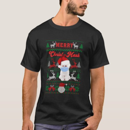 Bichon Frise Merry Christ_Mask Ugly Christmas Swea T_Shirt
