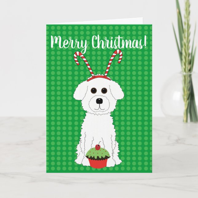 Bichon Frise Merry Christmas Card (Front)
