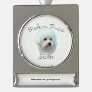 Bichon Frise Mom 2 Silver Plated Banner Ornament
