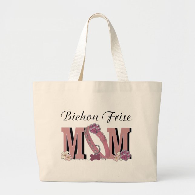 Bichon Frise MOM Large Tote Bag (Front)