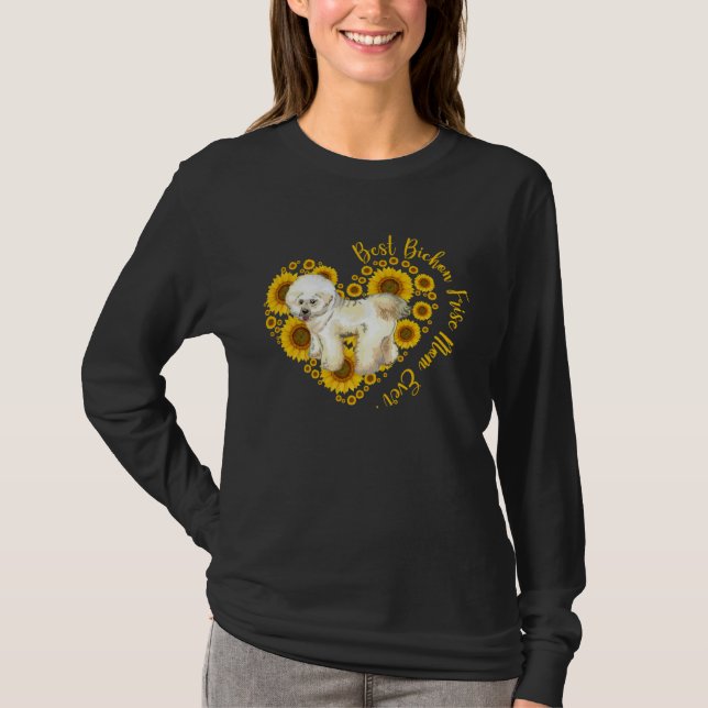 Bichon Frise Mom Sunflower Heart  Mother s Day T-Shirt (Front)