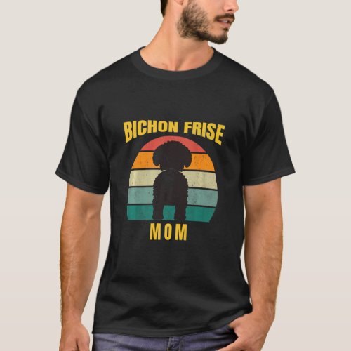 Bichon Frise Mom Womens Retro Terrier Vinatage    T_Shirt