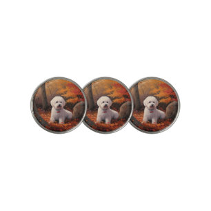 Bichon Frise n Autumn Leaves Fall Inspire Golf Ball Marker