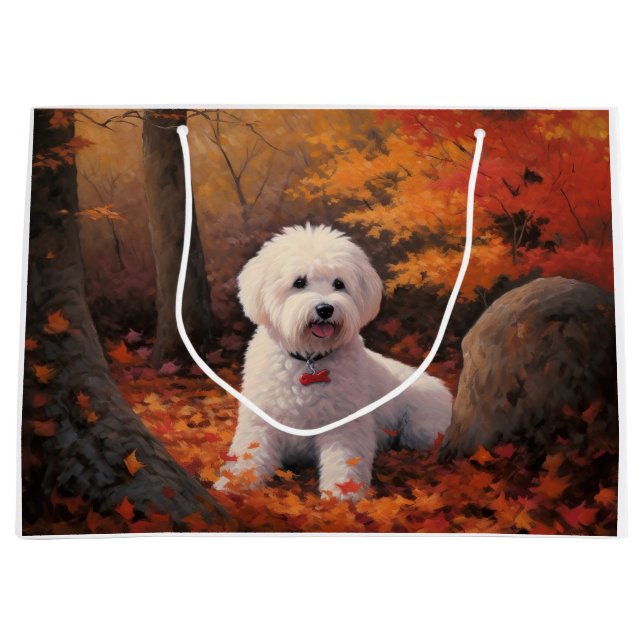 Bichon Frise n Autumn Leaves Fall Inspire  Large Gift Bag (Front)