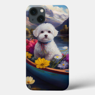 Bichon Frise on a Paddle: A Scenic Adventure iPhone 13 Case