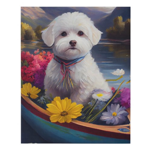 Bichon Frise on a Paddle A Scenic Adventure Faux Canvas Print