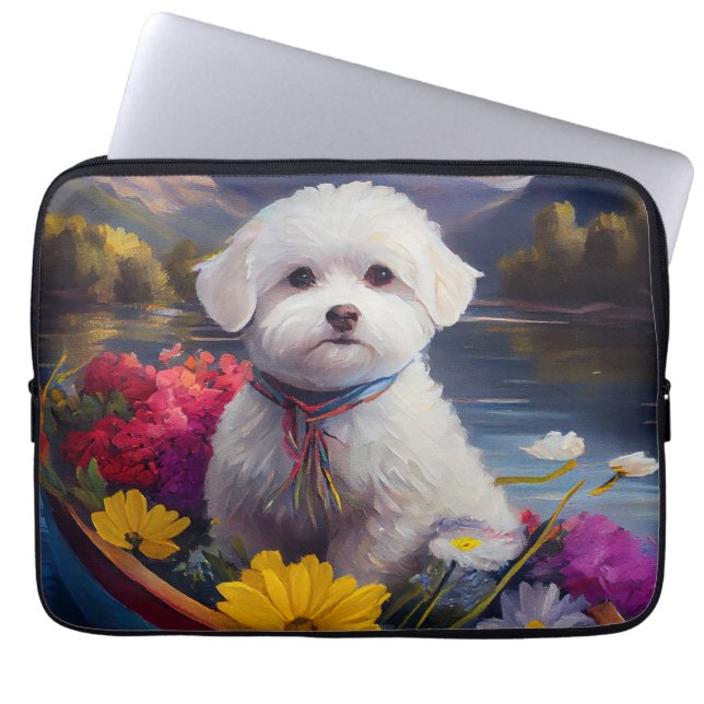 Bichon Frise on a Paddle: A Scenic Adventure Laptop Sleeve (Front)