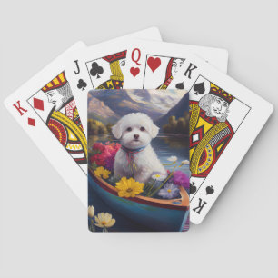 Bichon Frise on a Paddle: A Scenic Adventure Poker Cards