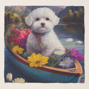 Bichon Frise on a Paddle: A Scenic Adventure Scarf