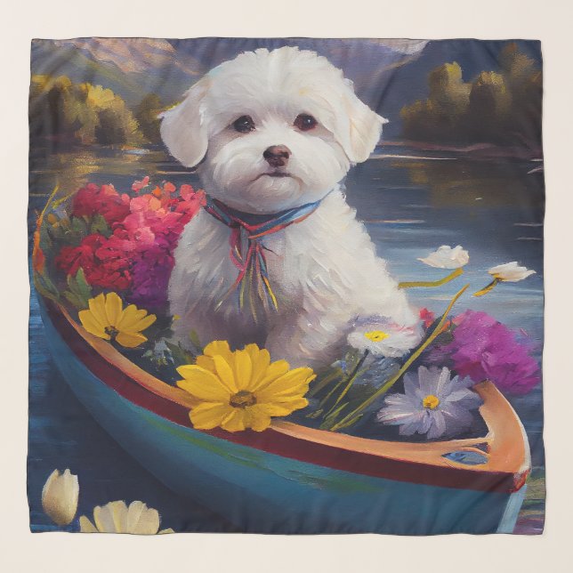 Bichon Frise on a Paddle: A Scenic Adventure Scarf (Front)