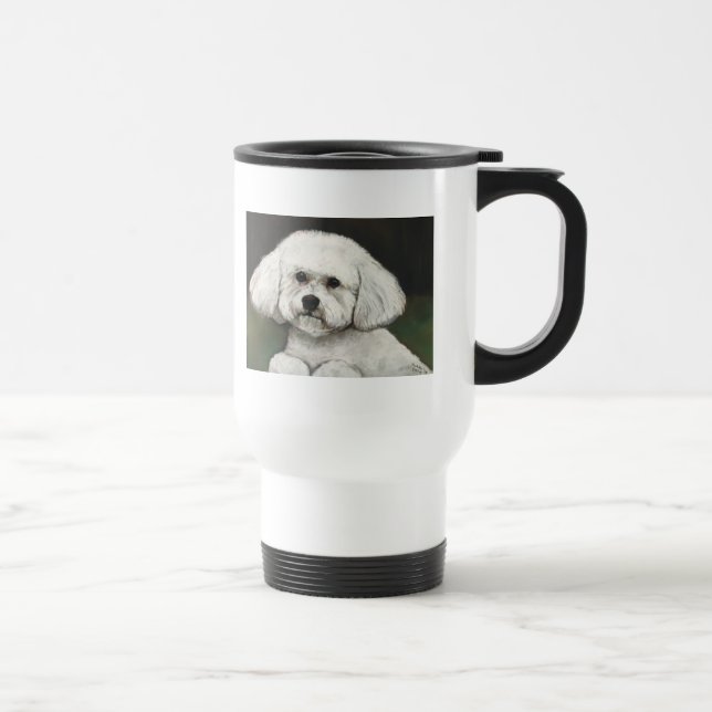 Bichon Frise Original Dog Art Travel Mug (Right)