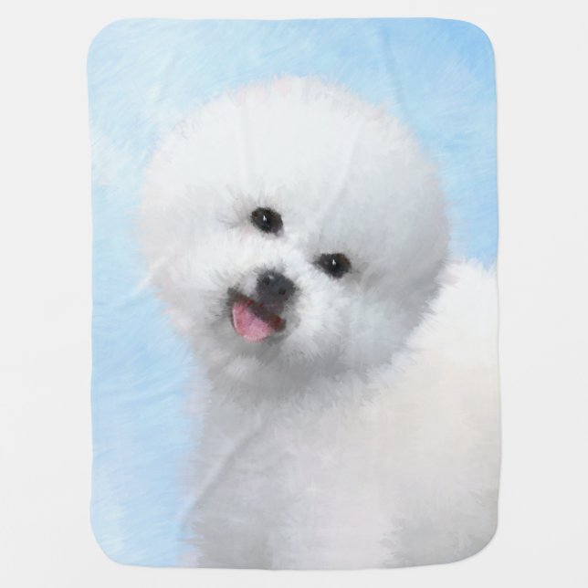 Bichon Frise Painting - Cute Original Dog Art Baby Blanket (Front)