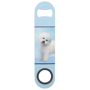 Bichon Frise Painting - Cute Original Dog Art Bar Key