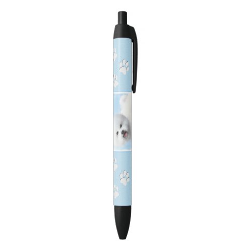 Bichon Frise Painting _ Cute Original Dog Art Black Ink Pen