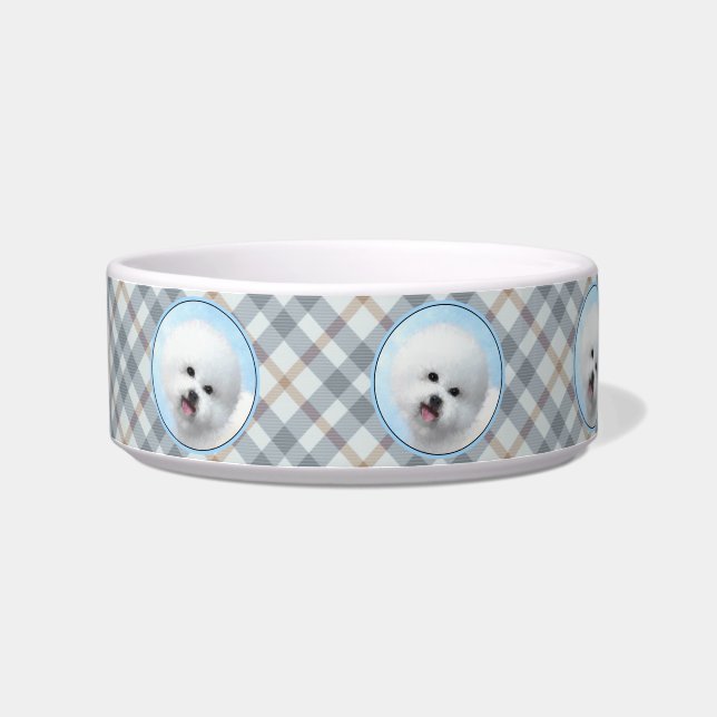 Bichon Frise Painting - Cute Original Dog Art Bowl (Left)