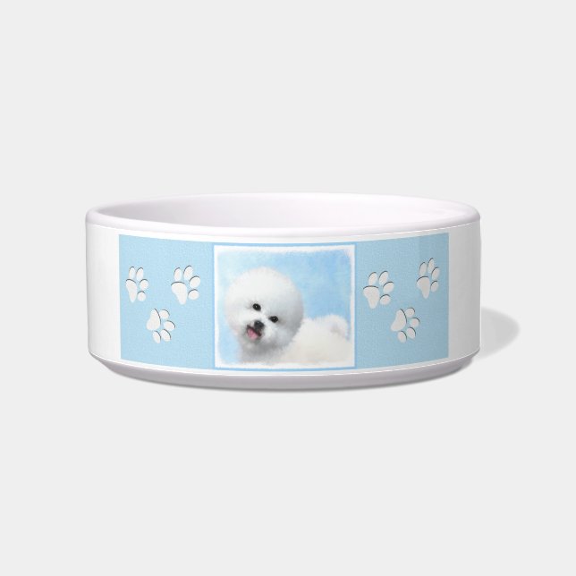Bichon Frise Painting - Cute Original Dog Art Bowl (Right)