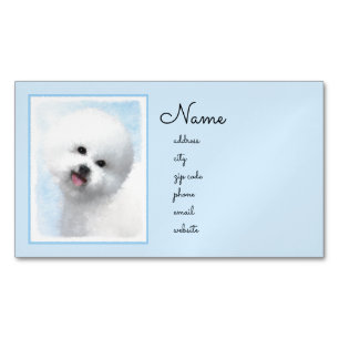 Bichon Frise Painting - Cute Original Dog Art Business Card Magnet