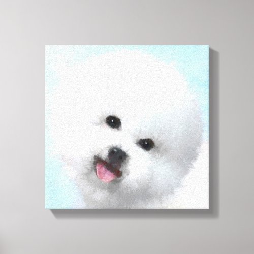 Bichon Frise Painting _ Cute Original Dog Art Canvas Print