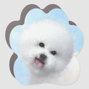 Bichon Frise Painting - Cute Original Dog Art Car Magnet
