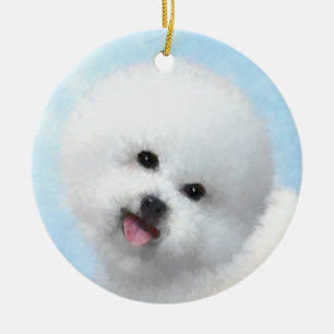 Bichon Frise Painting - Cute Original Dog Art Ceramic Ornament