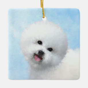 Bichon Frise Painting - Cute Original Dog Art Ceramic Ornament