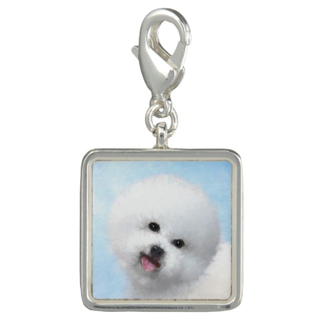 Bichon Frise Painting - Cute Original Dog Art Charm (Front)