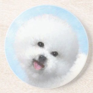 Bichon Frise Painting - Cute Original Dog Art Coaster