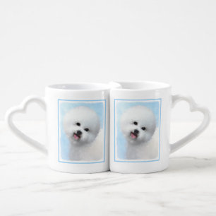 Bichon Frise Painting - Cute Original Dog Art Coffee Mug Set