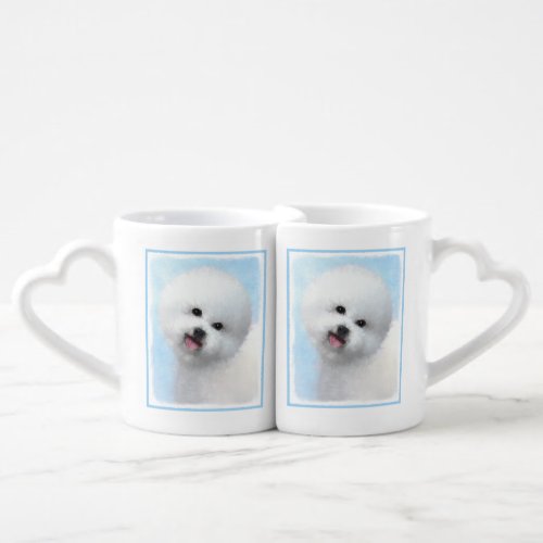 Bichon Frise Painting _ Cute Original Dog Art Coffee Mug Set