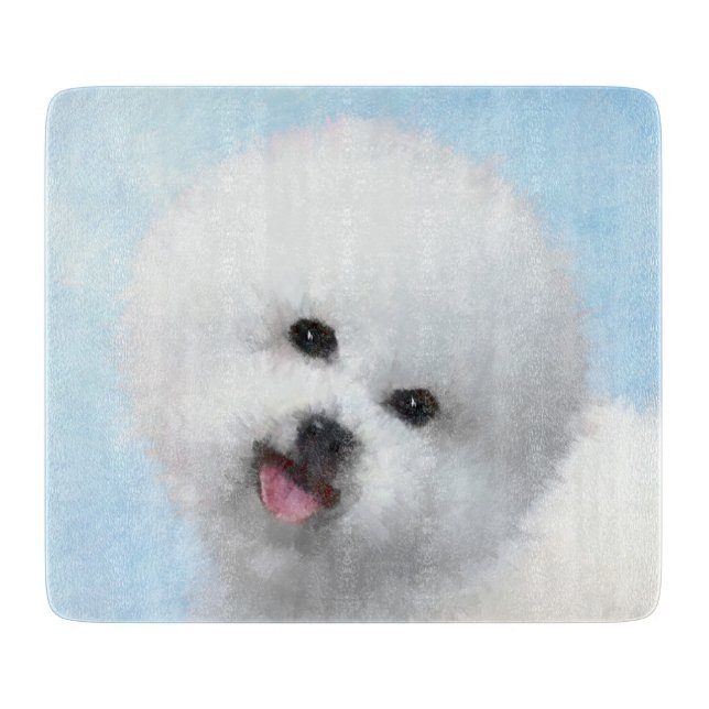 Bichon Frise Painting - Cute Original Dog Art Cutting Board (Front)