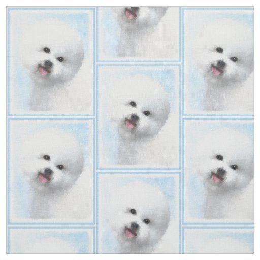 Bichon Frise Painting - Cute Original Dog Art Fabric