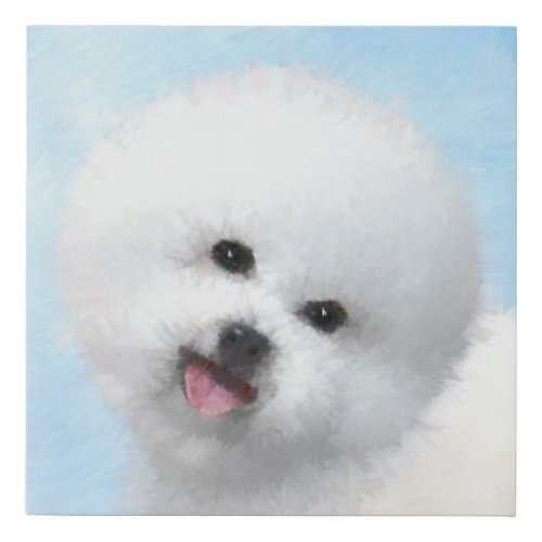 Bichon Frise Painting _ Cute Original Dog Art Faux Canvas Print